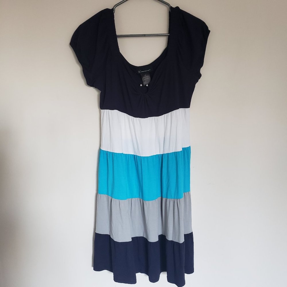 INC International Concepts Size Large Color Block Striped Summer Dress